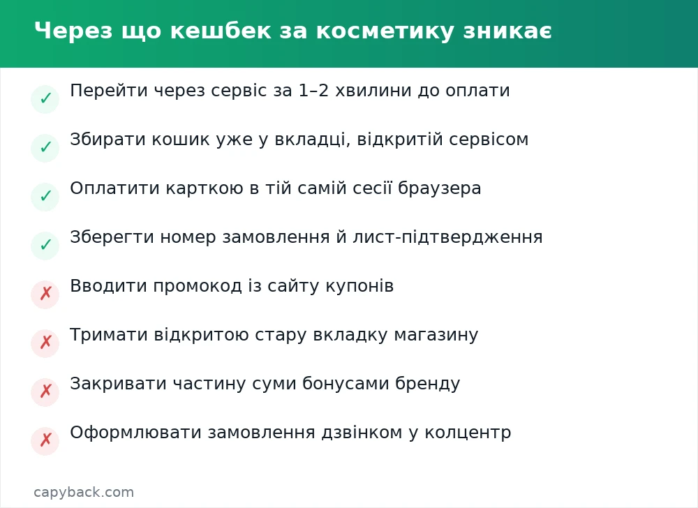 Через що кешбек за косметику зникає